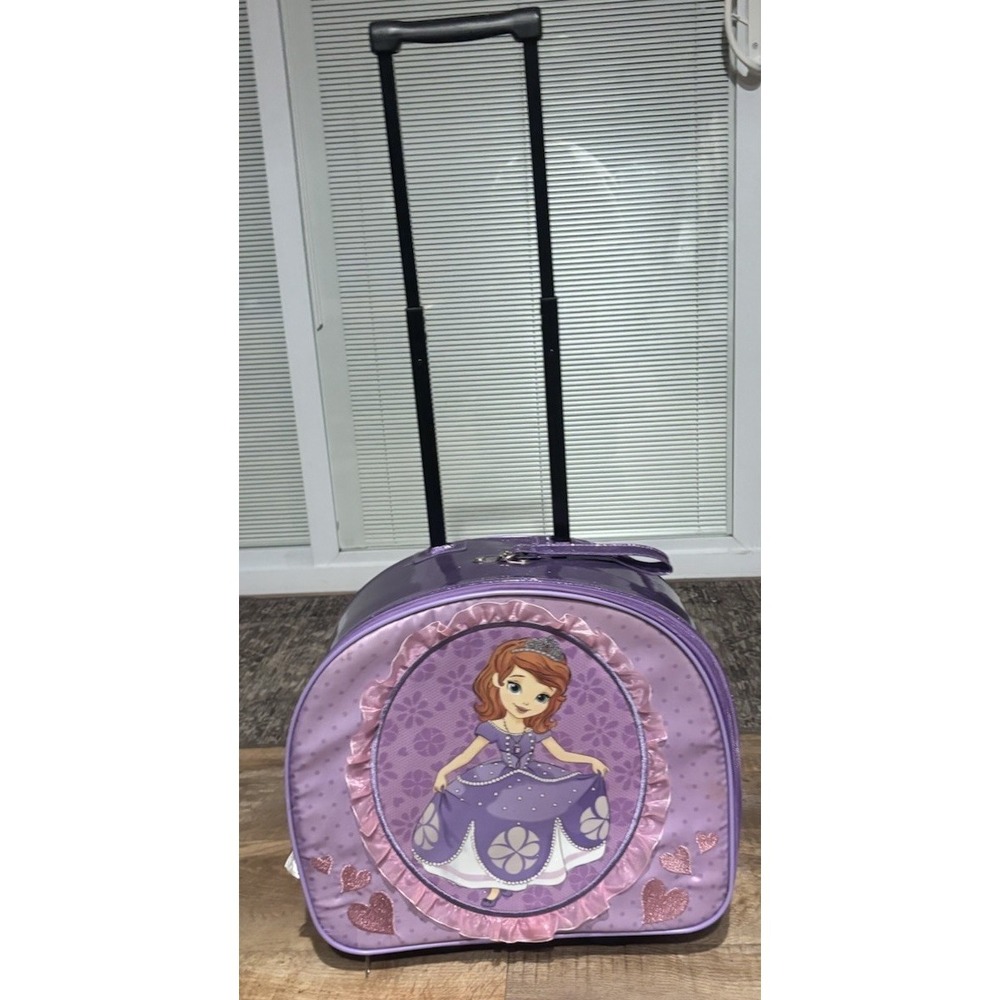 Disney Sophia the First Rolling Luggage Purple Glitter 14" x 16" x 6.75"